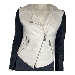 Doma Lined Leather Blend Double Zipper Jacket Sz S